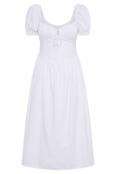 Rosalind Puff Sleeve Midi Dress - White